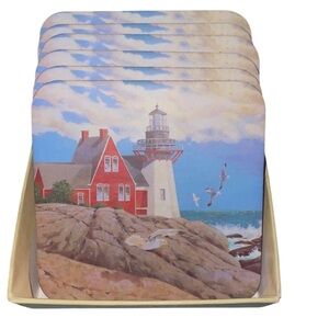 Coasters Lighthouse Seascape Set of 6 1996 Legacy Publishing Group in orig. box